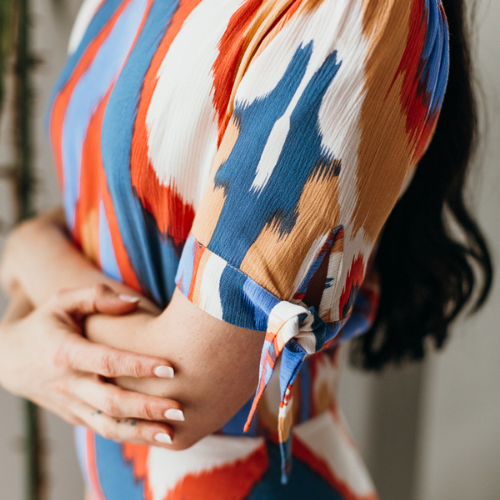 Summer Prints 2021: Bel Kazan Luna Short Sleeve Maxi Dress close-up
