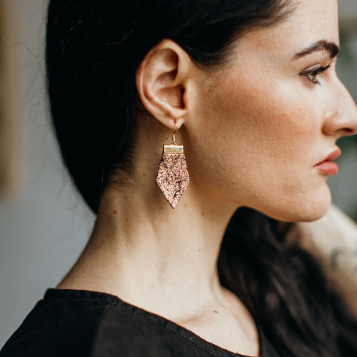 Daly Bird Mini Evy Leather Earrings in Crackle Bronze