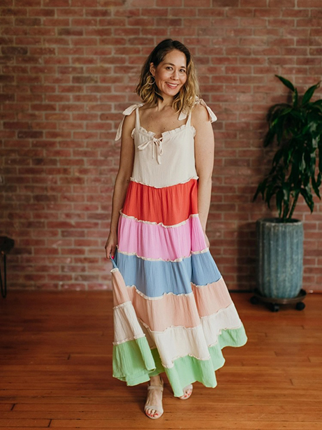 Go-To Dress Shop in Seattle: FRNCH Laurel Rainbow Cotton Gauze Dress in Arc en Ciel